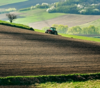 Tractor ploughing a field